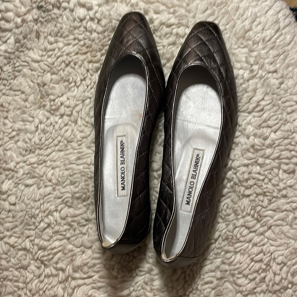 Manolo Blahnik Quilted Leather Authentic Italian Designer Dress Shoe sz 6